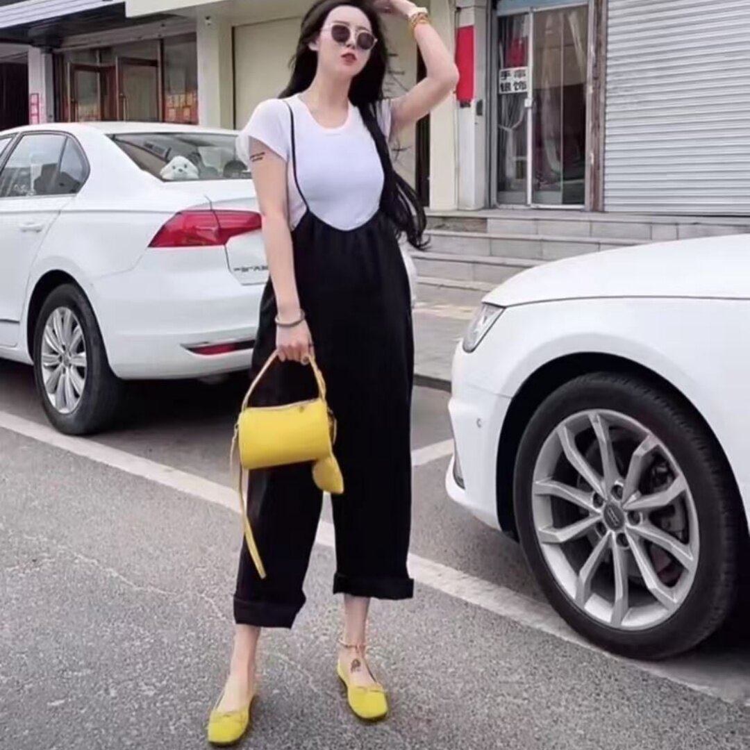 棉麻背带裤薄款宽松遮肉垂感显瘦