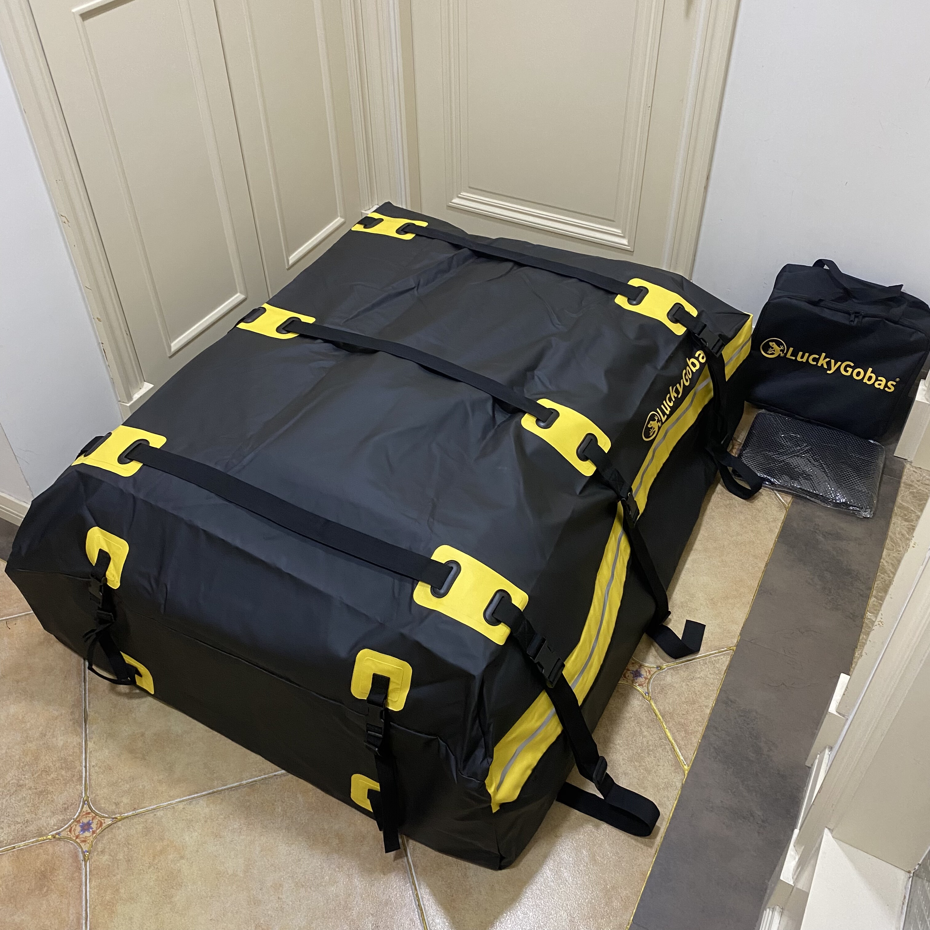 高端反光双重防暴雨黄色129公分汽车车顶包户外防水包pvc夹网革