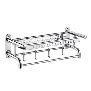 不锈钢浴巾架浴室厕所加粗亮光毛巾架折板网篮置物架挂件直销