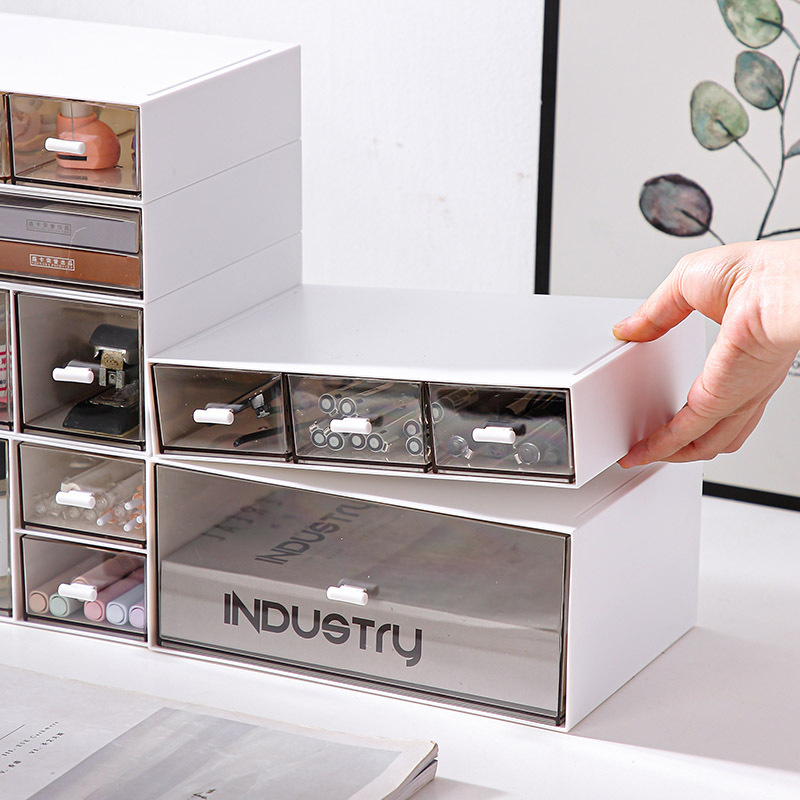 桌面收纳盒高级感办公化妆品透明亚克力盒带盖杂物整理盒分格家居