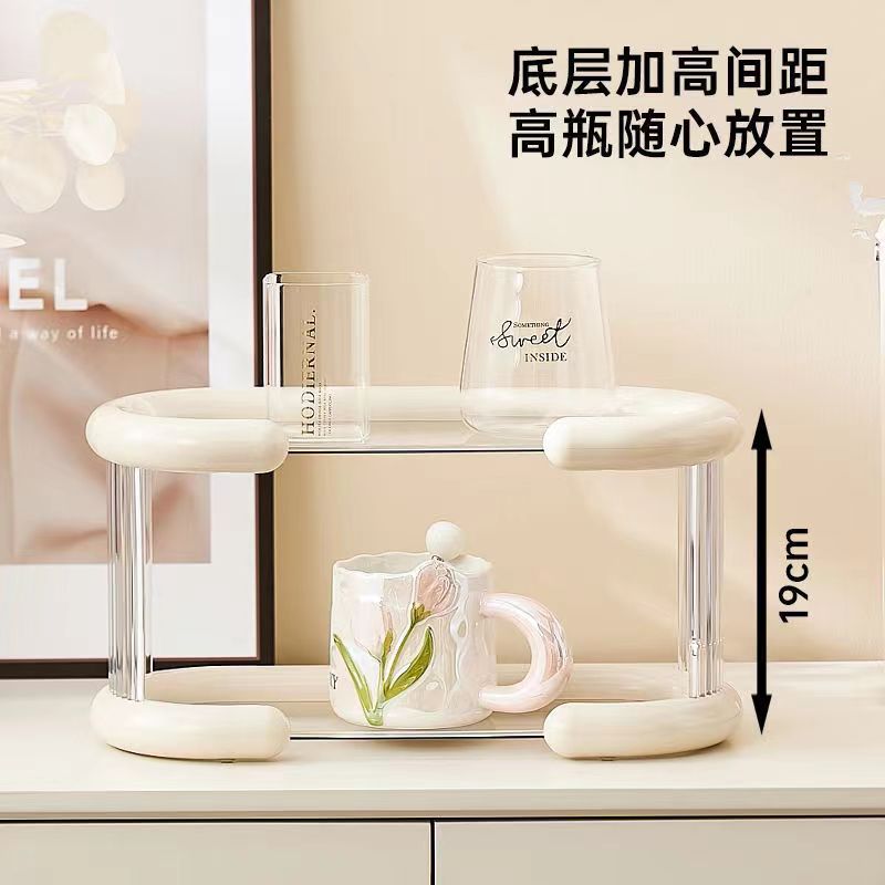 轻奢杯子收纳置物架双层茶杯架茶具收纳架家用托盘桌面放水杯杯子