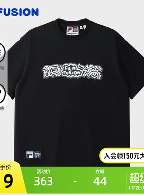 章昊同款FILA FUSION | Mr Doodle斐乐潮牌情侣短袖2025秋新款T恤