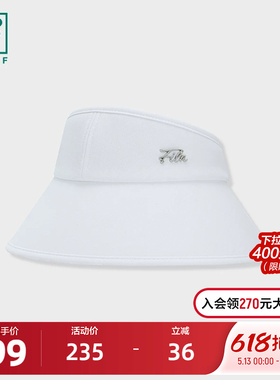 FILA斐乐空顶帽女帽2025夏季新款高尔夫运动帽子蝴蝶结遮阳帽白色