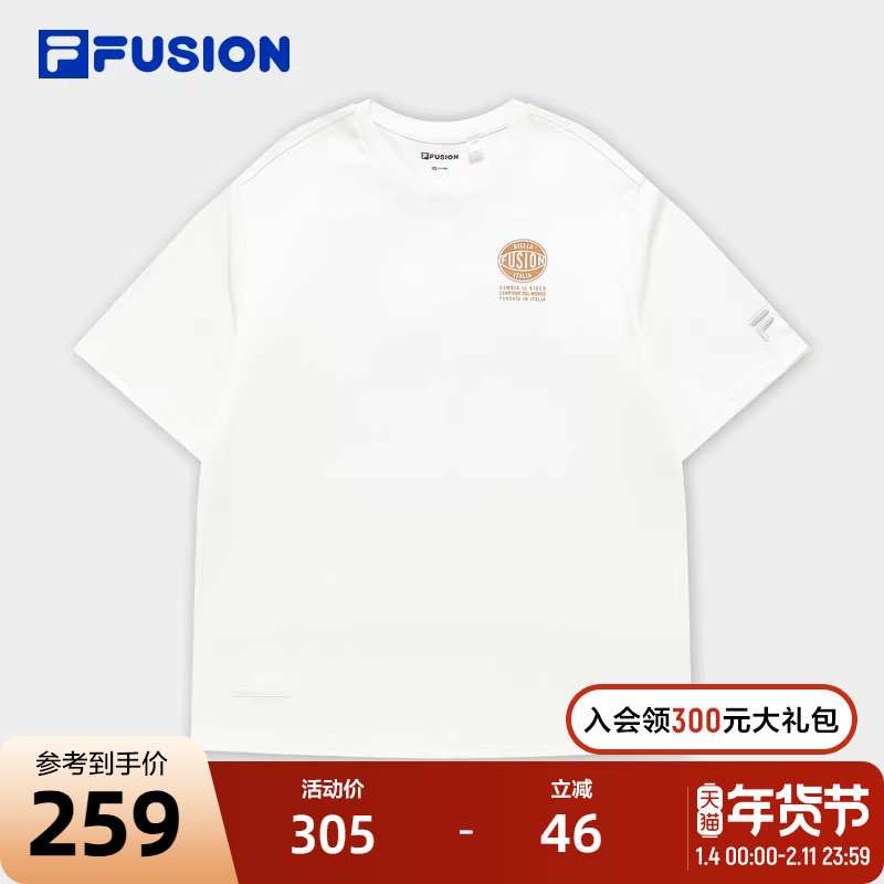 FILA FUSION斐乐潮牌男子针织短袖衫2024夏季新款时尚纯棉基础T恤,运动服/休闲服装,运动T恤,淘宝优惠券,粉丝福利购,淘宝优惠卷