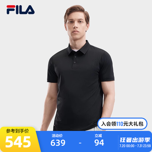 新款 FILA 男2024夏季 斐乐针织翻领短袖 商务休闲透气T恤上衣 POLO衫