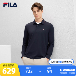 新款 FILA 2024秋季 POLO衫 休闲简约基础上衣 斐乐官方男子针织长袖