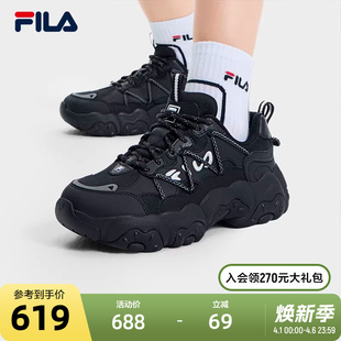 猫爪鞋 FILA 老爹鞋 新款 休闲鞋 2025春季 斐乐官方女鞋 6代黑色运动鞋