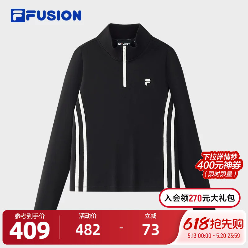 FILA FUSION斐乐潮牌女子针织长袖衫2025秋新款时尚修