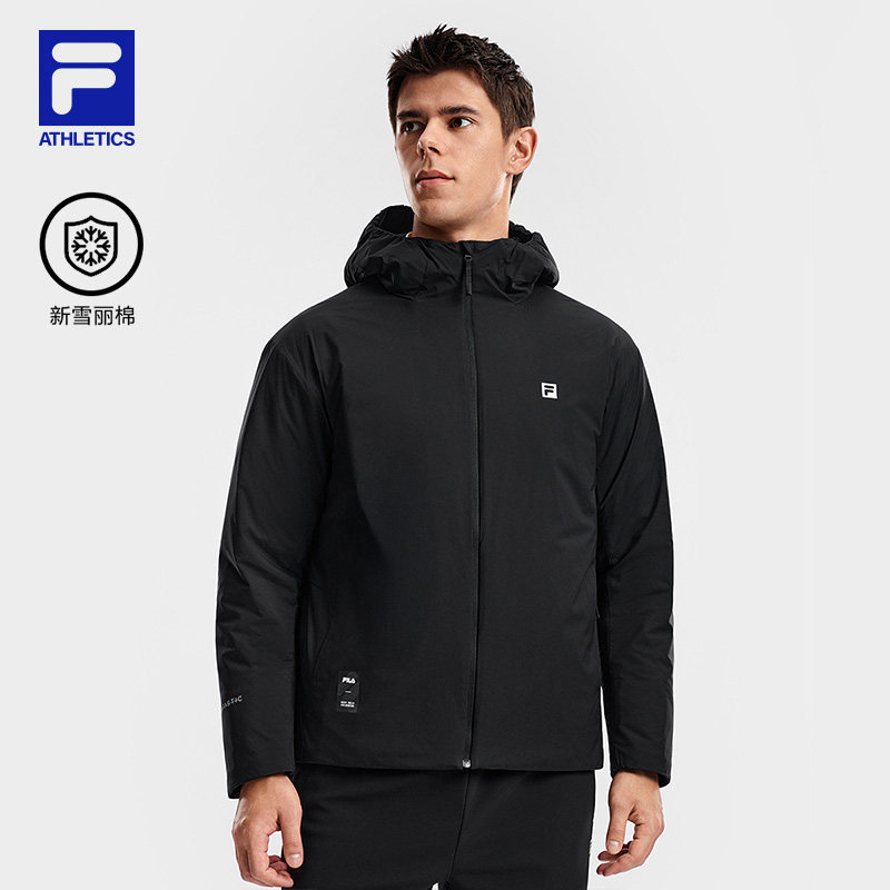 FILA 斐乐官方男士棉服2026春新款健身运动简约宽松保暖连帽外套