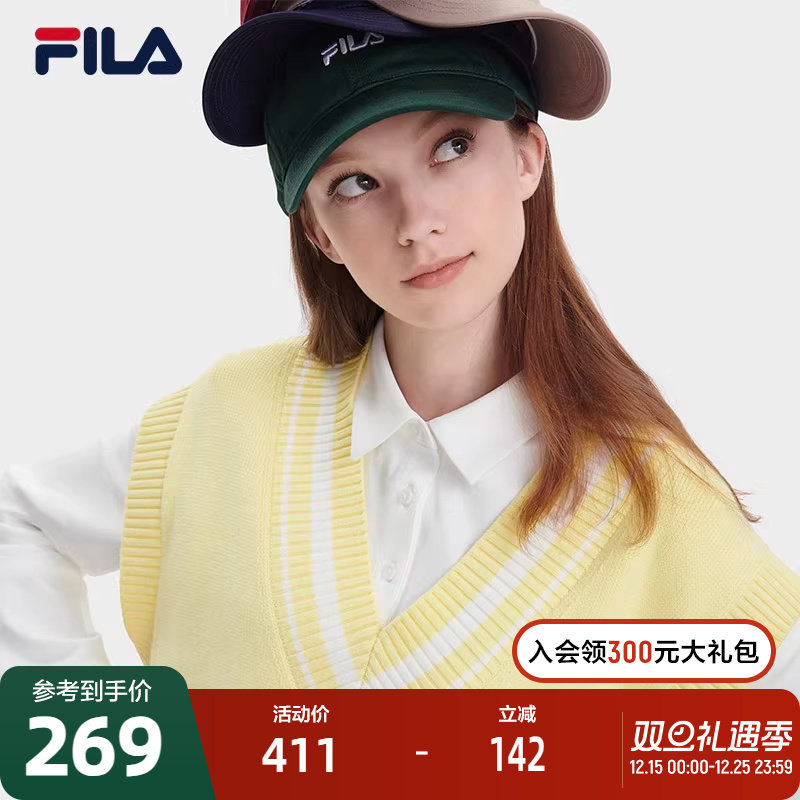 FILA X MAGIC STICK斐乐编织衫女2023秋时尚休闲宽松亮色V领马甲