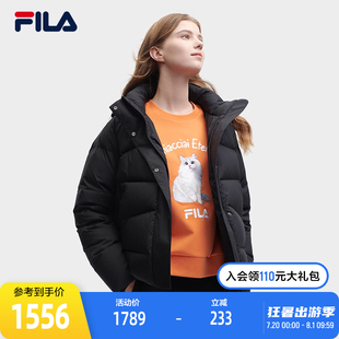 休闲保暖宽松连帽上衣 时尚 FILA 斐乐官方女士羽绒服2023冬季