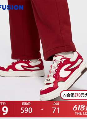 BANK丨FILA FUSION斐乐女士板鞋魔术贴2026新年红色女鞋运动鞋