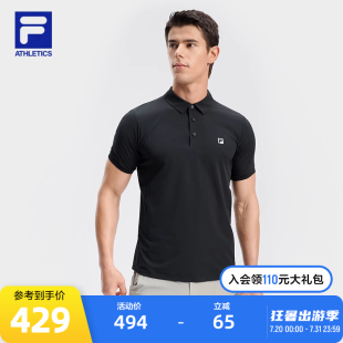 新款 FILA 男2024秋季 斐乐翻领短袖 健身运动休闲梭织透气T恤 POLO衫