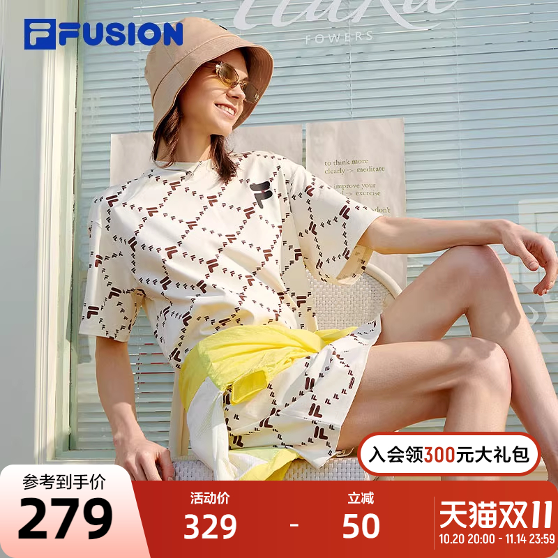 FILA FUSION 斐乐潮牌女针织连衣裙2022夏季Askin凉感休闲裙裙子