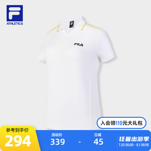 新款 FILA 2024秋季 斐乐官方女子针织短袖 健身运动基础上衣 POLO衫