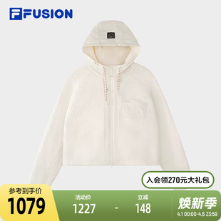 宽松拼接连帽开衫 上衣 FUSION斐乐潮牌编织外套女2026春新款 FILA