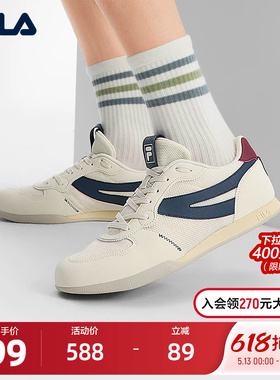 FILA斐乐弧边鞋复古跑鞋男鞋2025夏季新款休闲鞋白色运动鞋薄底鞋