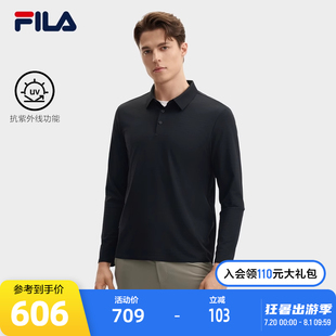 新款 FILA 2024秋季 斐乐官方男子针织长袖 商务休闲基础上衣 POLO衫