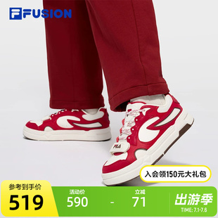 BANK丨FILA FUSION斐乐女士板鞋魔术贴2026新年红色女鞋运动鞋