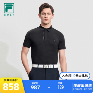 2023秋新高尔夫运动泡泡布上衣 FILA 斐乐官方男士 针织短袖 POLO衫
