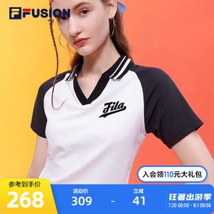 运动休闲上衣 FILA FUSION斐乐潮牌女子短袖 POLO衫 2023秋修身