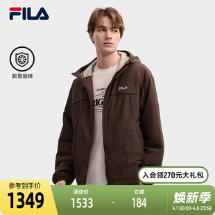 FILA 棉服2026春新款 时尚 休闲宽松上衣保暖连帽外套 斐乐官方男士