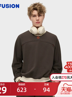 FILA FUSION | DOE斐乐潮牌男子套头卫衣2025秋新款宽松针织上衣