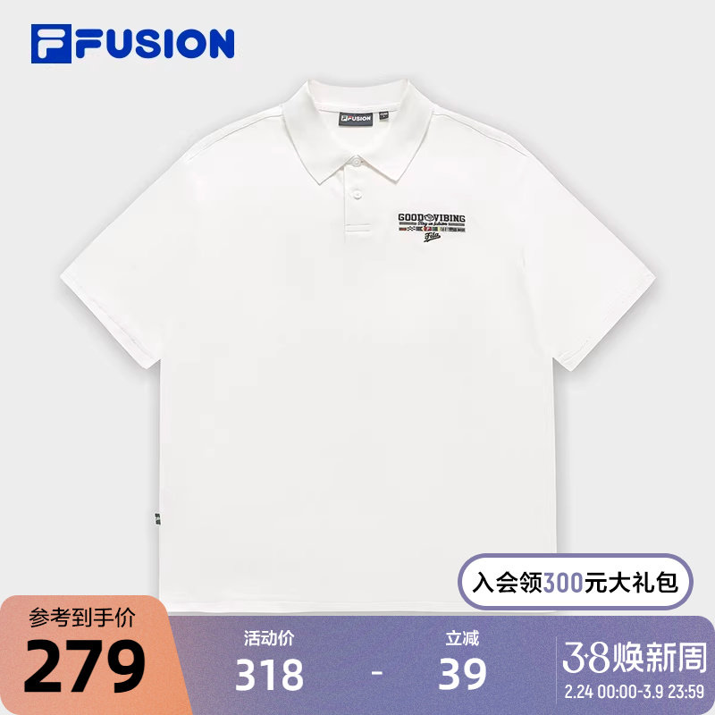 FILA FUSION斐乐潮牌针织短袖POLO衫男2024秋新款翻领透气运动T恤