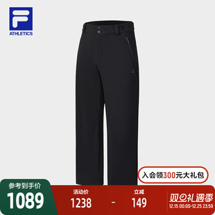 FILA斐乐官方男士 滑雪运动加绒直筒裤 长裤 新款 2025冬季 黄景瑜同款