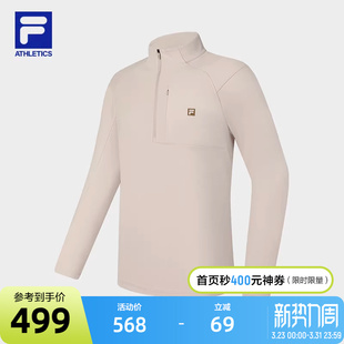 新款 2025春季 户外运动半拉链跑步长T 衫 FILA斐乐官方男子针织长袖