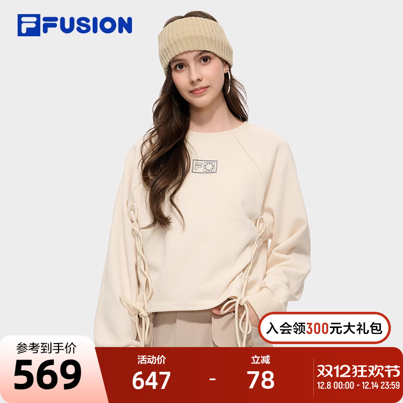 FILA FUSION | DOE斐乐潮牌女子套头卫衣2025秋新款休闲针织上衣