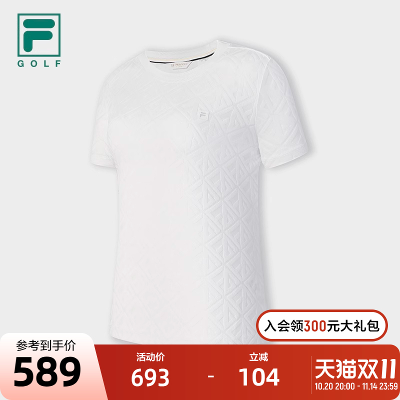 FILA 斐乐官方女子针织短袖衫2025秋季新款高尔夫运动简约基础T恤