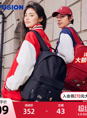 FILA FUSION斐乐情侣款背包2025春季新款时尚休闲双肩包书包黑色