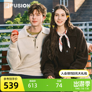 FILA FUSION斐乐潮牌情侣款编织衫2025冬季新款休闲宽松套头毛衣