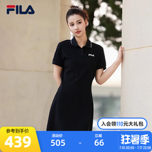 FILA斐乐女士连衣裙2025年夏季美式复古纯色经典显瘦POLO领裙子