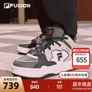 FUSION斐乐潮牌BANK2高帮加绒板鞋 保暖鞋 2冬季 男鞋 子女 新款 FILA