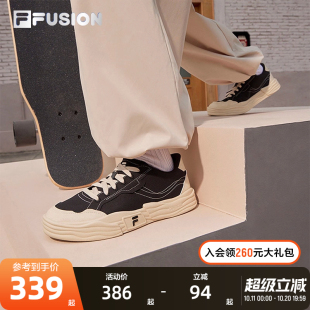 运动鞋 FILA 2023夏休闲板鞋 帆布鞋 黑色 FUSION斐乐潮牌POP2代女鞋