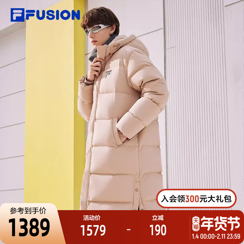 FILA FUSION斐乐潮牌情侣款长款羽绒服2023冬季保暖连帽上衣,运动服/休闲服装,运动羽绒服,淘宝优惠券,粉丝福利购,淘宝优惠卷