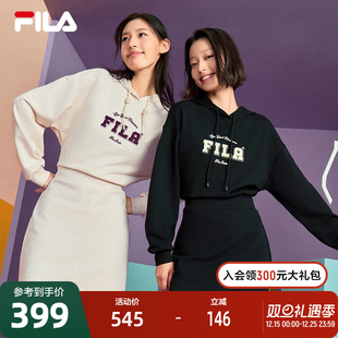 运动休闲连帽宽松显瘦打底卫衣裙 新款 FILA 斐乐连衣裙2024秋季