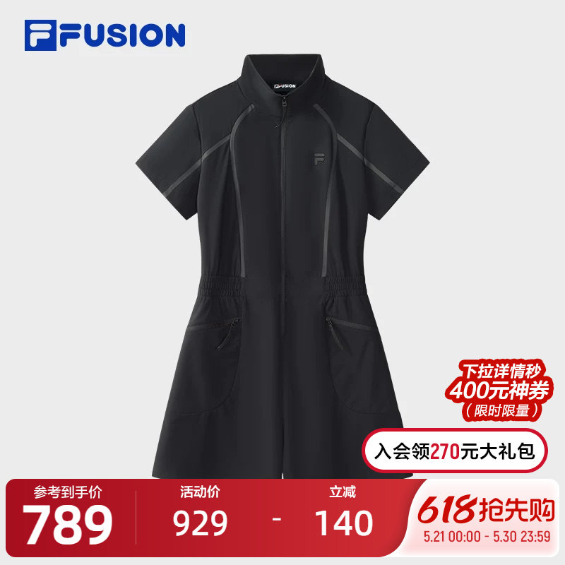 FILA FUSION斐乐潮牌梭织连体裤女2025夏新款时尚休闲