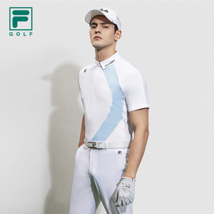 2023夏高尔夫运动针织翻领上衣 FILA 斐乐官方男士 短袖 POLO衫