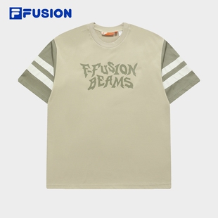 FUSION斐乐潮牌情侣款 时尚 针织短袖 2024夏新款 休闲纯棉T恤 衫 FILA