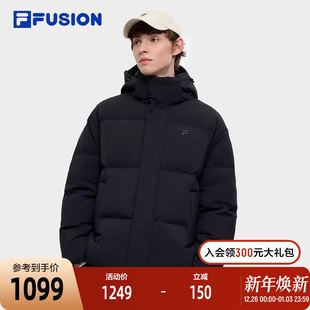 休闲宽松连帽保暖外套 新款 FILA FUSION斐乐潮牌羽绒服男2024冬季