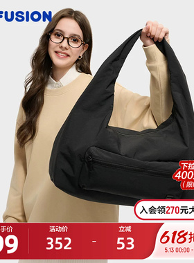 FILA FUSION斐乐情侣提包2025秋季新款时尚休闲手提包随身包黑色