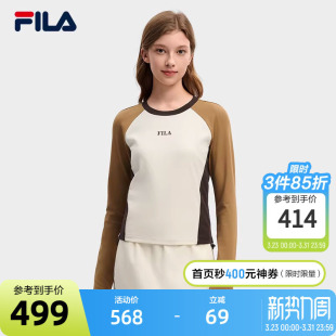 2026春季 衫 新款 时尚 长T恤 FILA 休闲拼色修身 斐乐官方女子针织长袖