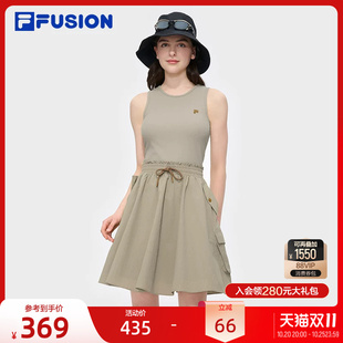 FILA FUSION斐乐潮牌女子连衣裙夏季新款休闲工装无袖连身裙