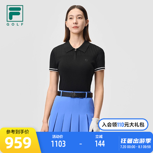 短袖 新款 高尔夫运动修身 POLO衫 斐乐官方女子编织衫 FILA 2025夏季