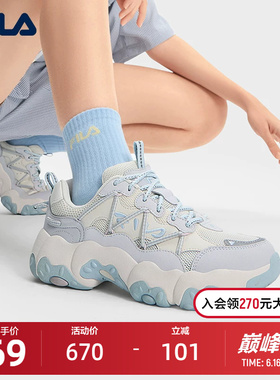 FILA 斐乐官方猫爪6女鞋老爹鞋运动鞋2025夏季新款黑色鞋子休闲鞋