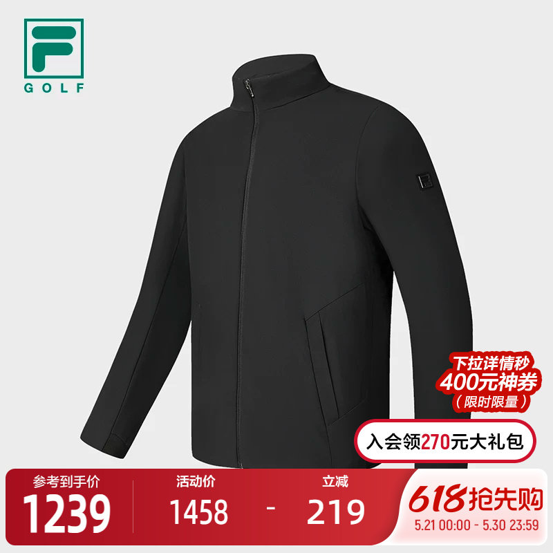 FILA 斐乐官方男士棉服2025春季新款高尔夫运动加绒立领保暖