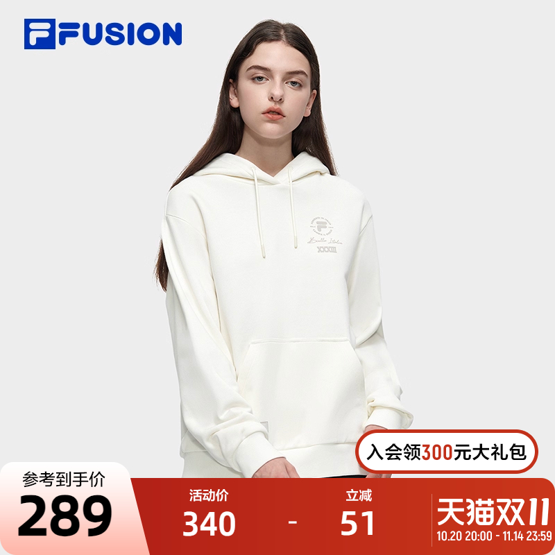FILA FUSION斐乐潮牌女士卫衣2023冬时尚休闲潮流连帽套头衫